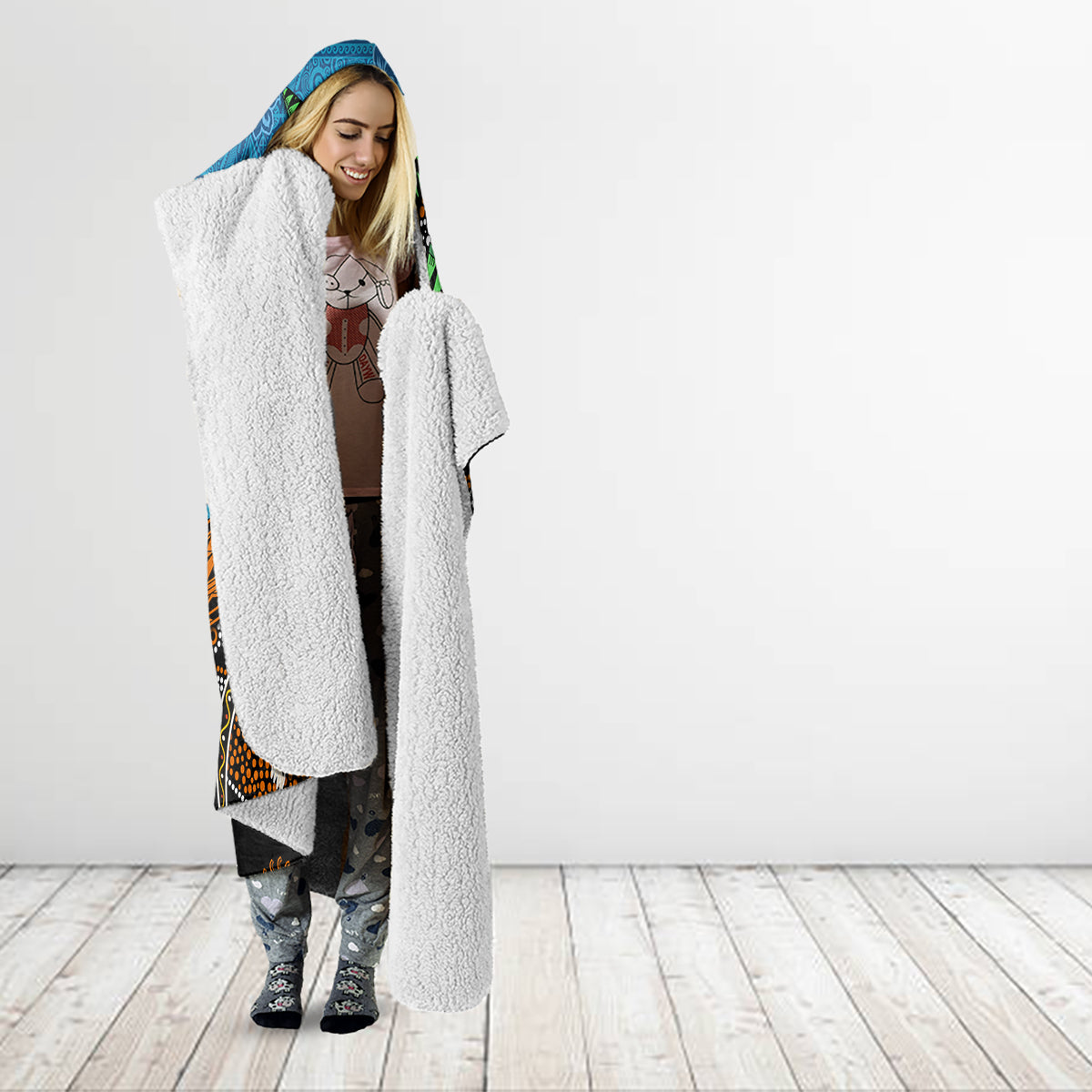 Fiji and Australia Hooded Blanket Fijian and Aboriginal mix Culture