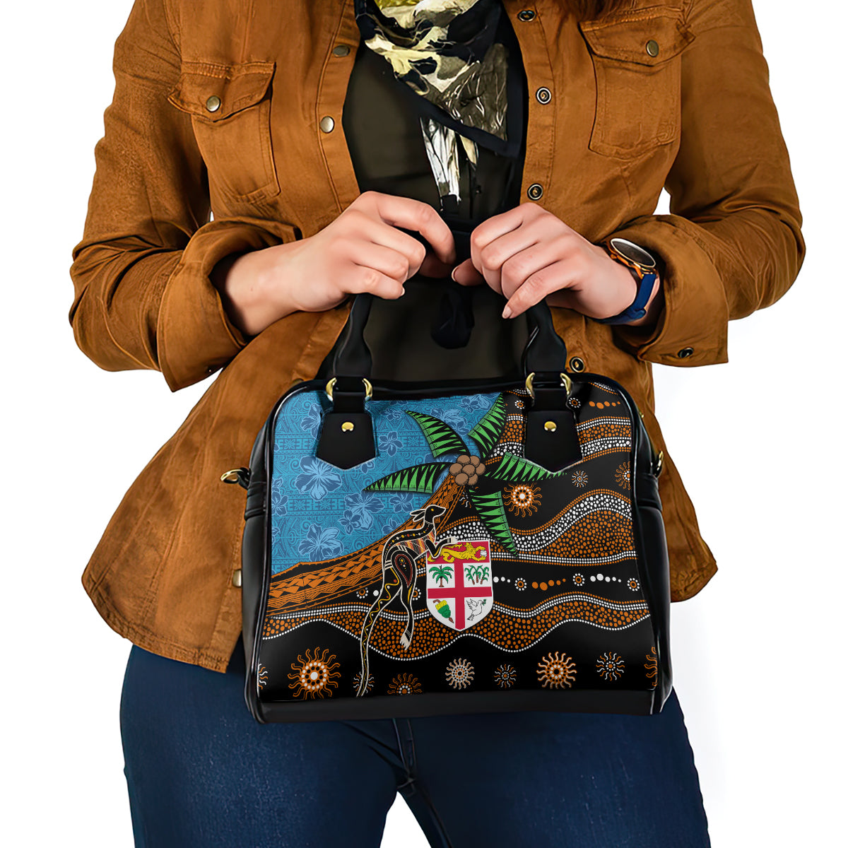 Fiji and Australia Shoulder Handbag Fijian and Aboriginal mix Culture