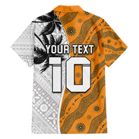 Custom Fiji and Australia Rugby Family Matching Off The Shoulder Long Sleeve Dress and Hawaiian Shirt Tapa Mix Aboriginal Pattern Half Style LT03 - Polynesian Pride