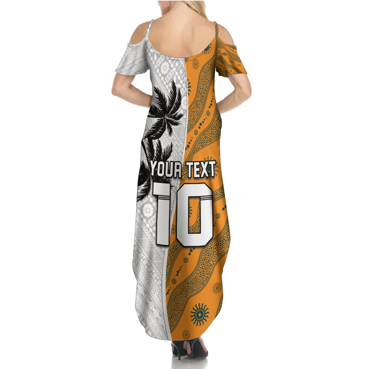 Custom Fiji and Australia Rugby Family Matching Summer Maxi Dress and Hawaiian Shirt Tapa Mix Aboriginal Pattern Half Style