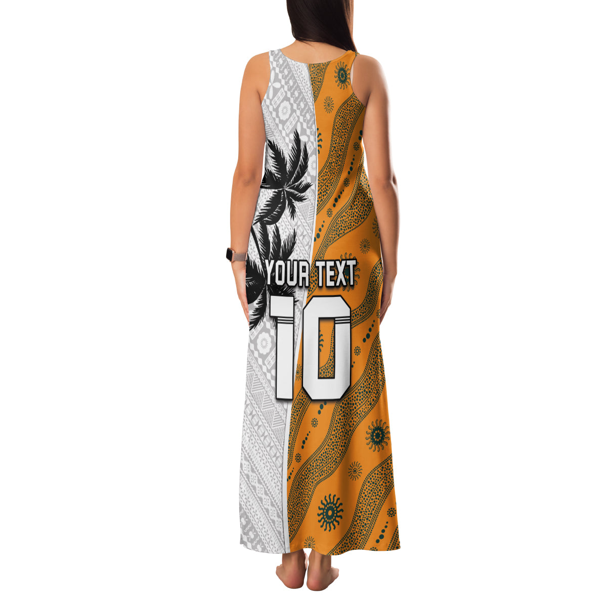Custom Fiji and Australia Rugby Family Matching Tank Maxi Dress and Hawaiian Shirt Tapa Mix Aboriginal Pattern Half Style LT03 - Polynesian Pride