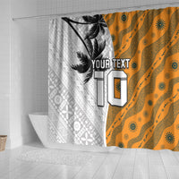 Custom Fiji and Australia Rugby Shower Curtain Tapa Mix Aboriginal Pattern Half Style