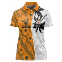Custom Fiji and Australia Rugby Women Polo Shirt Tapa Mix Aboriginal Pattern Half Style