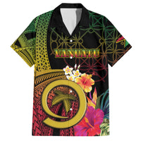 Vanuatu Independence Day Family Matching Off Shoulder Short Dress and Hawaiian Shirt Sand Drawing Melanesian Vibes LT03 Dad's Shirt - Short Sleeve Black - Polynesian Pride