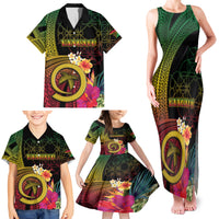 Vanuatu Independence Day Family Matching Tank Maxi Dress and Hawaiian Shirt Sand Drawing Melanesian Vibes LT03 - Polynesian Pride