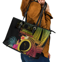 Vanuatu Independence Day Leather Tote Bag Sand Drawing Melanesian Vibes