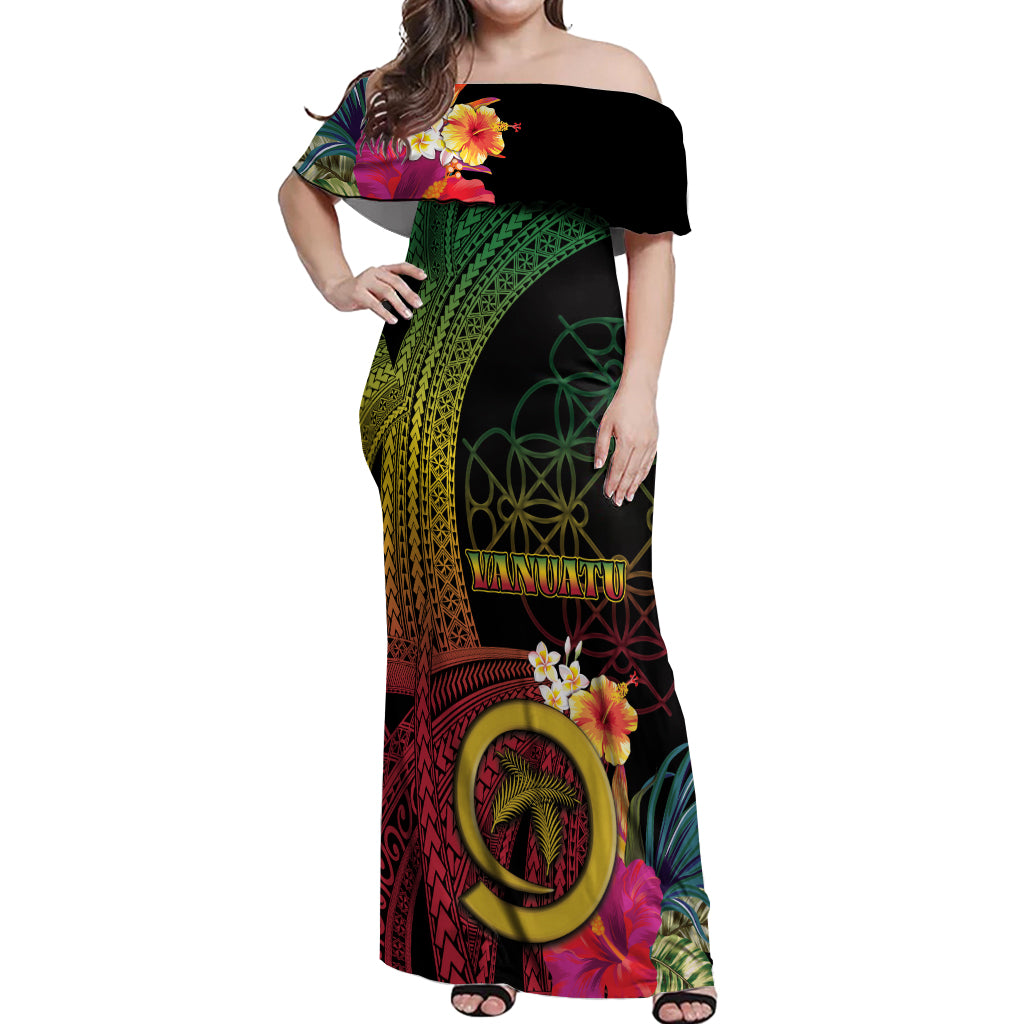 Vanuatu Independence Day Off Shoulder Maxi Dress Sand Drawing Melanesian Vibes