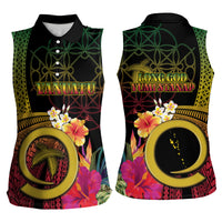 Vanuatu Independence Day Women Sleeveless Polo Shirt Sand Drawing Melanesian Vibes