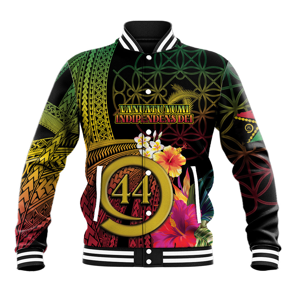 Vanuatu Selebretem 44th Indipendens Dei Baseball Jacket Sand Drawing Melanesian Vibes