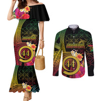 Vanuatu Selebretem 44th Indipendens Dei Couples Matching Mermaid Dress and Long Sleeve Button Shirt Sand Drawing Melanesian Vibes