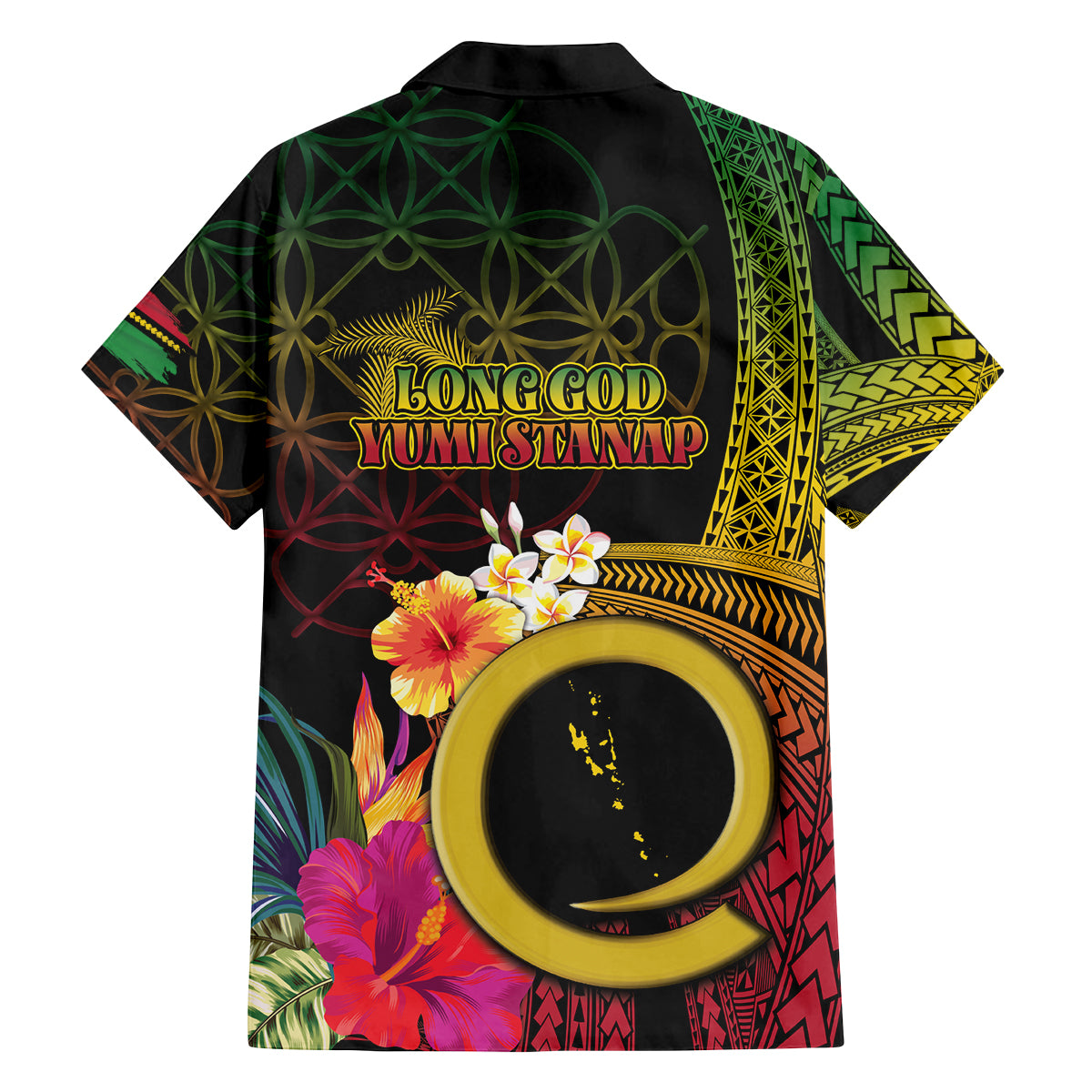 Vanuatu Selebretem 44th Indipendens Dei Family Matching Off Shoulder Short Dress and Hawaiian Shirt Sand Drawing Melanesian Vibes LT03 - Polynesian Pride