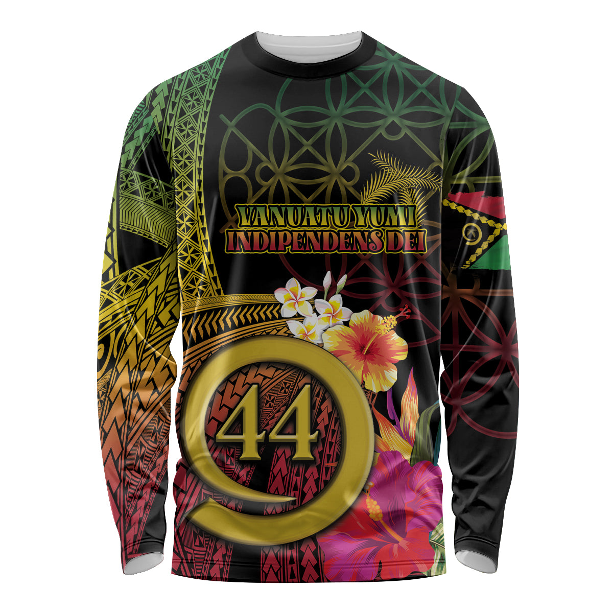Vanuatu Selebretem 44th Indipendens Dei Long Sleeve Shirt Sand Drawing Melanesian Vibes LT03 Unisex Black - Polynesian Pride