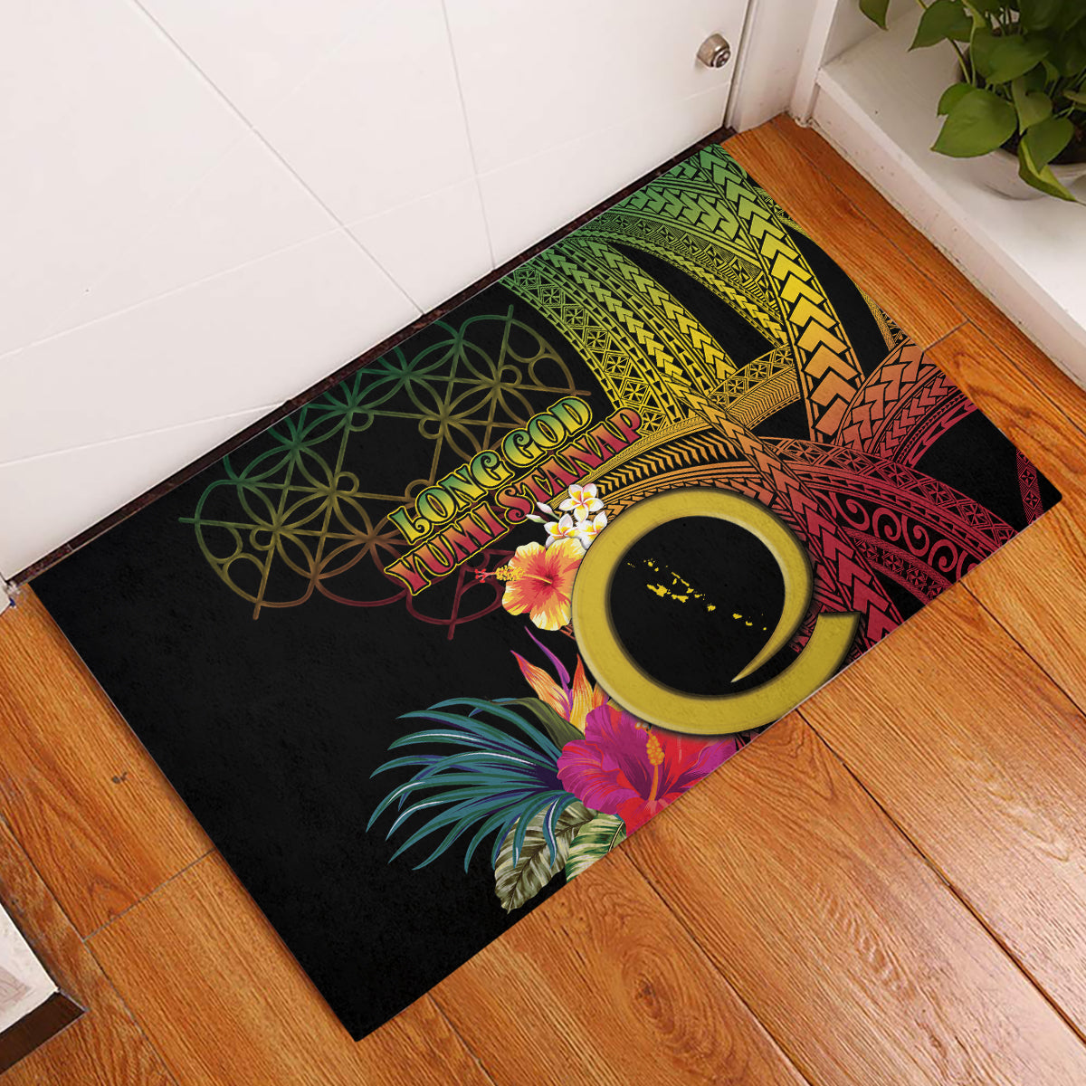 Vanuatu Selebretem 44th Indipendens Dei Rubber Doormat Sand Drawing Melanesian Vibes