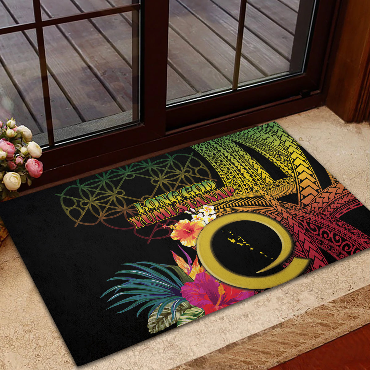 Vanuatu Selebretem 44th Indipendens Dei Rubber Doormat Sand Drawing Melanesian Vibes