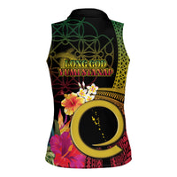 Vanuatu Selebretem 44th Indipendens Dei Women Sleeveless Polo Shirt Sand Drawing Melanesian Vibes