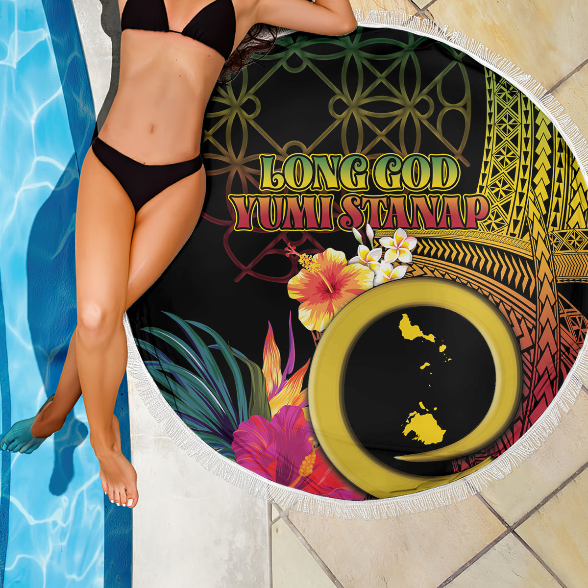 Vanuatu Shefa Day Beach Blanket Sand Drawing Melanesian