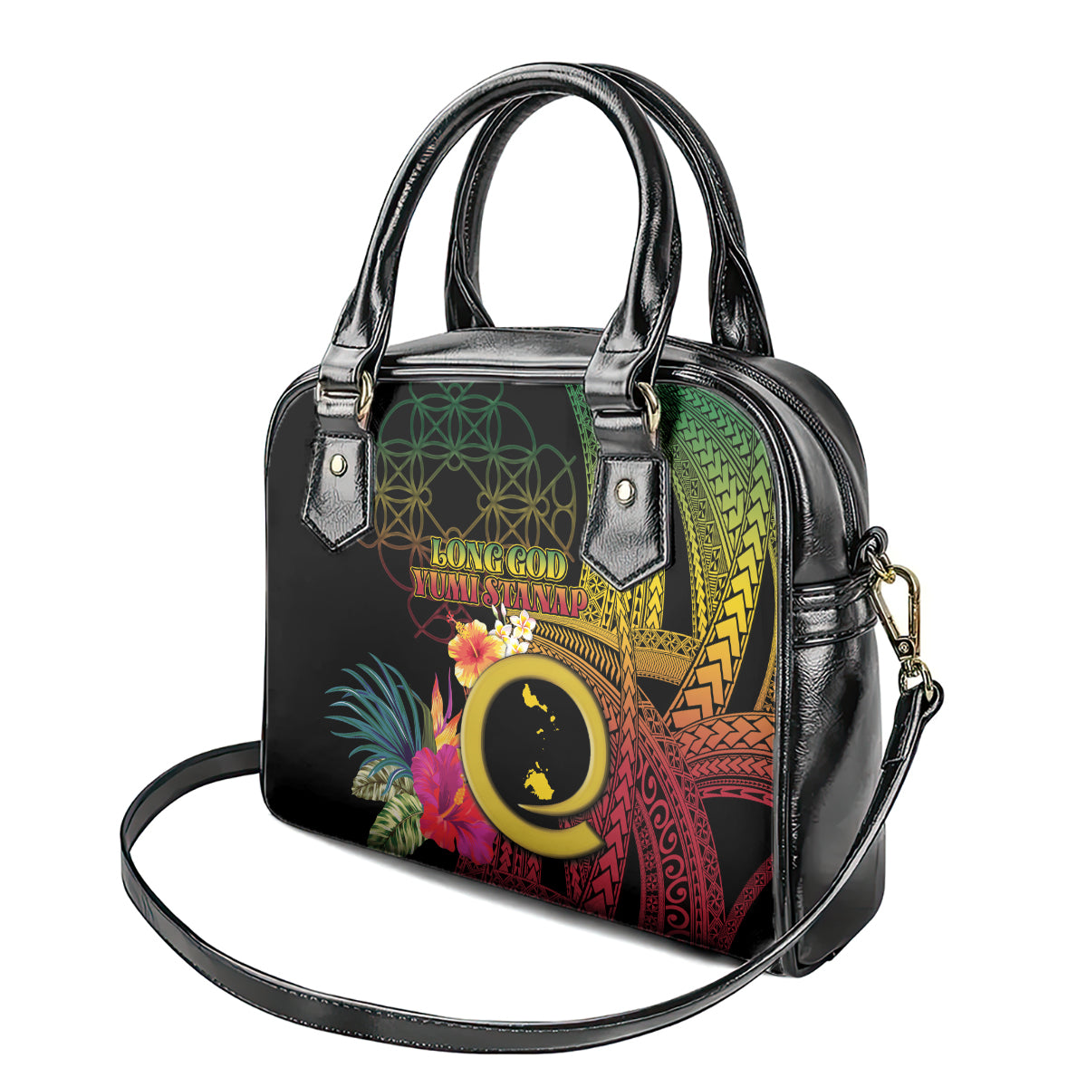 Vanuatu Shefa Day Shoulder Handbag Sand Drawing Melanesian