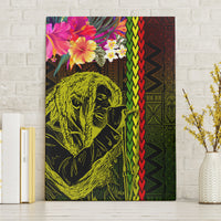 Hawaiian Reggae Music Canvas Wall Art Jamaica Singer Tribal Polynesian and Hibiscus