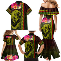 Hawaiian Reggae Music Family Matching Mermaid Dress and Hawaiian Shirt Jamaica Singer Tribal Polynesian and Hibiscus LT03 - Polynesian Pride