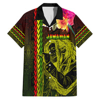 Hawaiian Reggae Music Family Matching Mermaid Dress and Hawaiian Shirt Jamaica Singer Tribal Polynesian and Hibiscus LT03 Dad's Shirt - Short Sleeve Black - Polynesian Pride