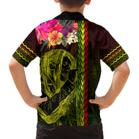 Hawaiian Reggae Music Family Matching Off Shoulder Maxi Dress and Hawaiian Shirt Jamaica Singer Tribal Polynesian and Hibiscus LT03 - Polynesian Pride