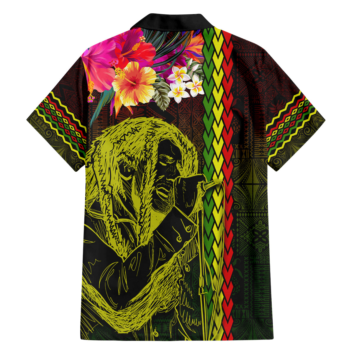 Hawaiian Reggae Music Family Matching Off Shoulder Short Dress and Hawaiian Shirt Jamaica Singer Tribal Polynesian and Hibiscus LT03 - Polynesian Pride
