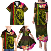 Hawaiian Reggae Music Family Matching Puletasi and Hawaiian Shirt Jamaica Singer Tribal Polynesian and Hibiscus LT03 - Polynesian Pride