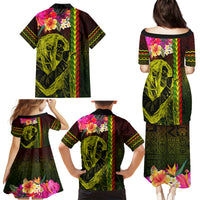 Hawaiian Reggae Music Family Matching Puletasi and Hawaiian Shirt Jamaica Singer Tribal Polynesian and Hibiscus LT03 - Polynesian Pride