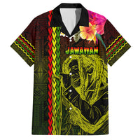 Hawaiian Reggae Music Family Matching Puletasi and Hawaiian Shirt Jamaica Singer Tribal Polynesian and Hibiscus LT03 Dad's Shirt - Short Sleeve Black - Polynesian Pride