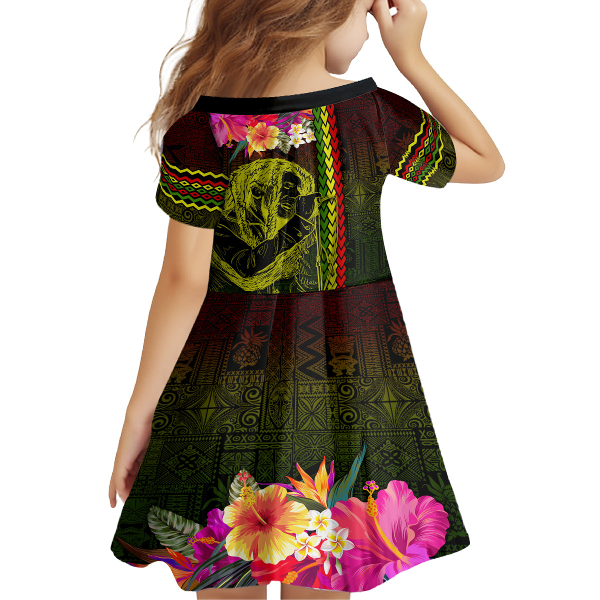 Hawaiian Reggae Music Family Matching Tank Maxi Dress and Hawaiian Shirt Jamaica Singer Tribal Polynesian and Hibiscus LT03 - Polynesian Pride