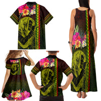 Hawaiian Reggae Music Family Matching Tank Maxi Dress and Hawaiian Shirt Jamaica Singer Tribal Polynesian and Hibiscus LT03 - Polynesian Pride