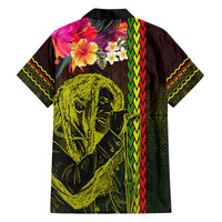 Hawaiian Reggae Music Family Matching Tank Maxi Dress and Hawaiian Shirt Jamaica Singer Tribal Polynesian and Hibiscus LT03 - Polynesian Pride