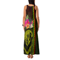 Hawaiian Reggae Music Family Matching Tank Maxi Dress and Hawaiian Shirt Jamaica Singer Tribal Polynesian and Hibiscus LT03 - Polynesian Pride