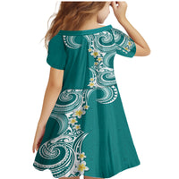 Aloha Polynesian Plumeria Flower Family Matching Mermaid Dress and Hawaiian Shirt Teal Color LT03 - Polynesian Pride