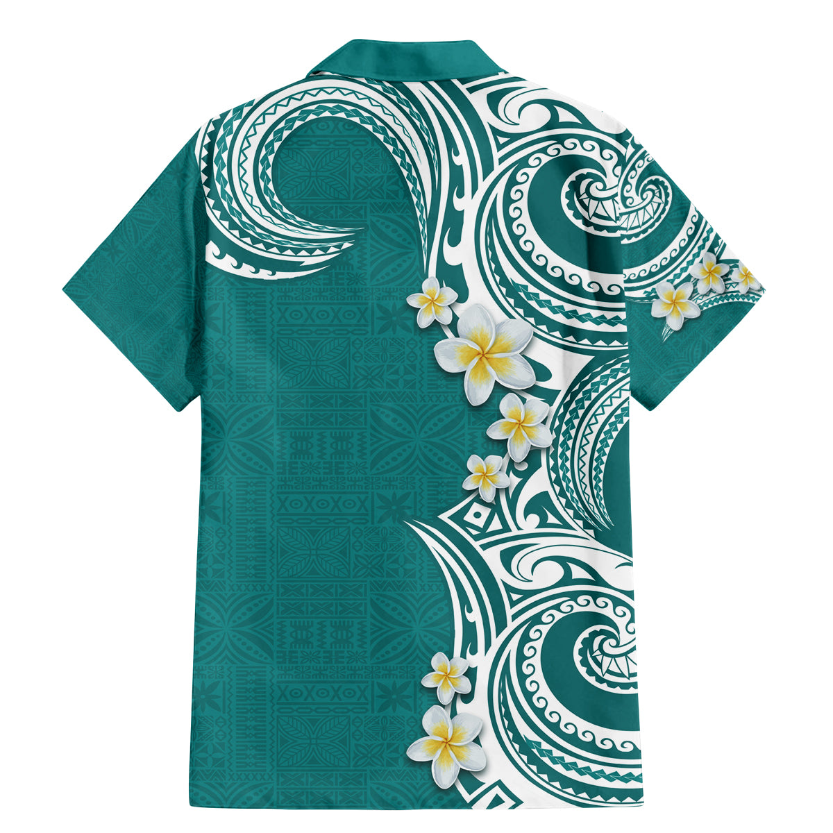 Aloha Polynesian Plumeria Flower Family Matching Mermaid Dress and Hawaiian Shirt Teal Color LT03 - Polynesian Pride
