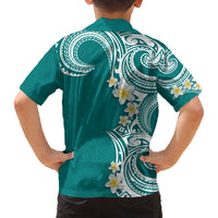 Aloha Polynesian Plumeria Flower Family Matching Summer Maxi Dress and Hawaiian Shirt Teal Color LT03 - Polynesian Pride