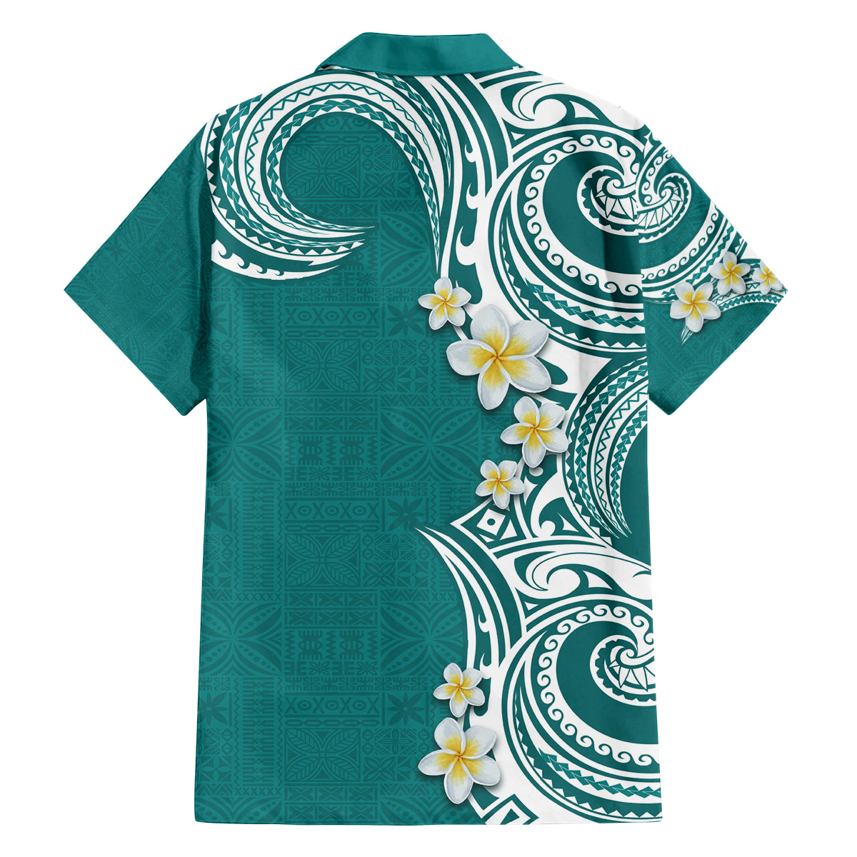 Aloha Polynesian Plumeria Flower Family Matching Summer Maxi Dress and Hawaiian Shirt Teal Color LT03 - Polynesian Pride