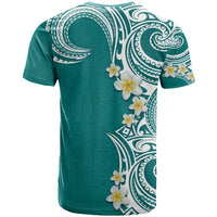 Aloha Polynesian Plumeria Flower T Shirt Teal Color