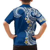 Aloha Polynesian Plumeria Flower Family Matching Long Sleeve Bodycon Dress and Hawaiian Shirt Blue Color LT03 - Polynesian Pride