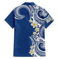 Aloha Polynesian Plumeria Flower Family Matching Long Sleeve Bodycon Dress and Hawaiian Shirt Blue Color LT03 - Polynesian Pride