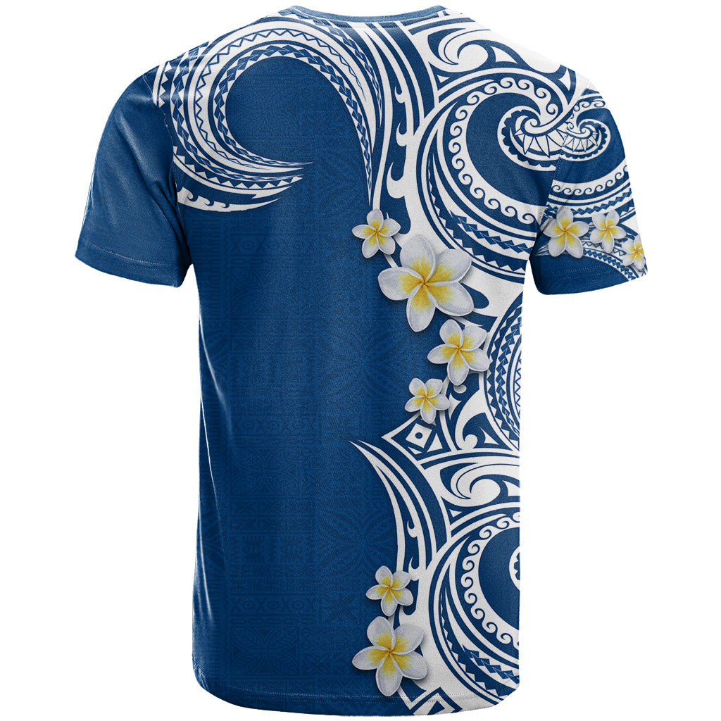 Aloha Polynesian Plumeria Flower T Shirt Blue Color