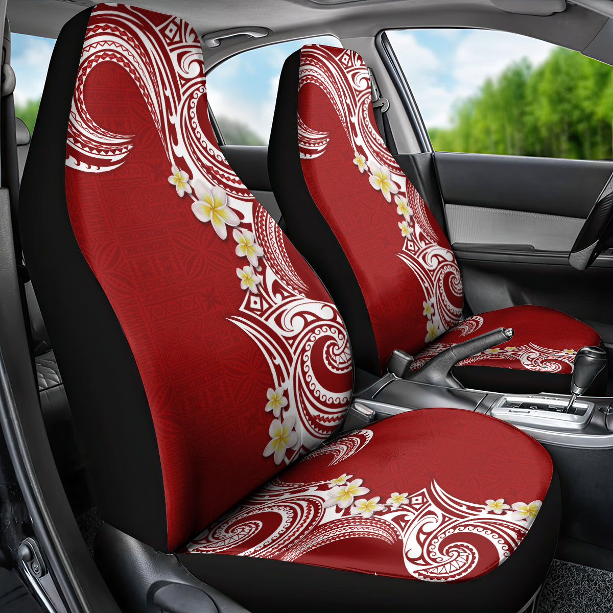 Aloha Polynesian Plumeria Flower Car Seat Cover Red Color LT03 - Polynesian Pride