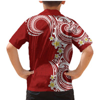 Aloha Polynesian Plumeria Flower Family Matching Mermaid Dress and Hawaiian Shirt Red Color LT03 - Polynesian Pride