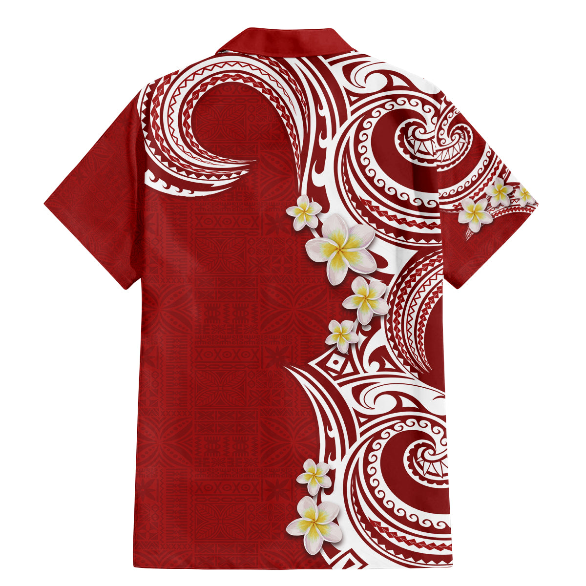 Aloha Polynesian Plumeria Flower Family Matching Mermaid Dress and Hawaiian Shirt Red Color LT03 - Polynesian Pride