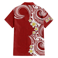 Aloha Polynesian Plumeria Flower Family Matching Summer Maxi Dress and Hawaiian Shirt Red Color LT03 - Polynesian Pride