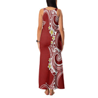 Aloha Polynesian Plumeria Flower Family Matching Tank Maxi Dress and Hawaiian Shirt Red Color LT03 - Polynesian Pride