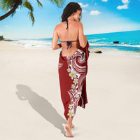 Aloha Polynesian Plumeria Flower Sarong Red Color