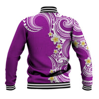 Aloha Polynesian Plumeria Flower Baseball Jacket Purple Color