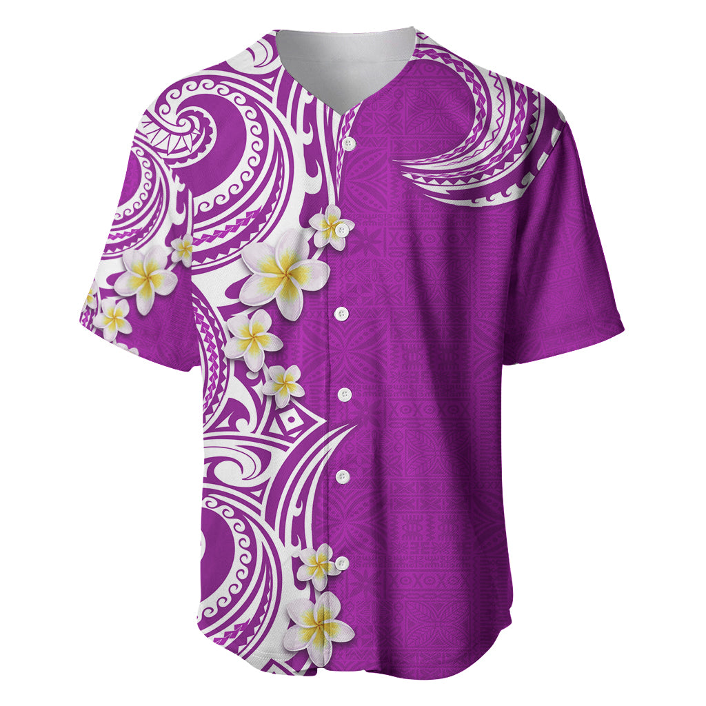 Aloha Polynesian Plumeria Flower Baseball Jersey Purple Color LT03 Purple - Polynesian Pride