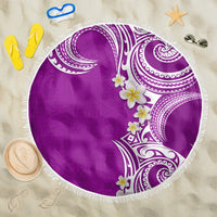 Aloha Polynesian Plumeria Flower Beach Blanket Purple Color